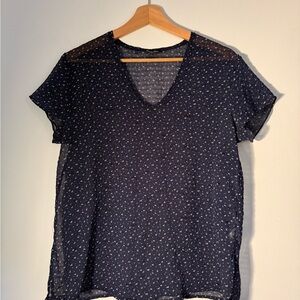 Steven Alan Navy Blue Sheer Women's Top